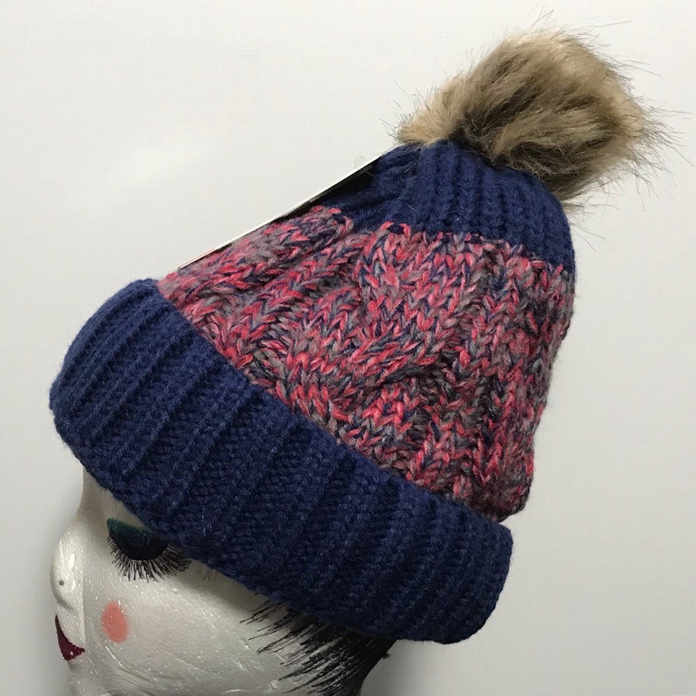 ✅🆕Navy blue & multi color fleece lined hat